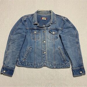 Vintage Y2K Zena Jeans Denim Distressed Ripped Trucker Jacket Women's Size XL